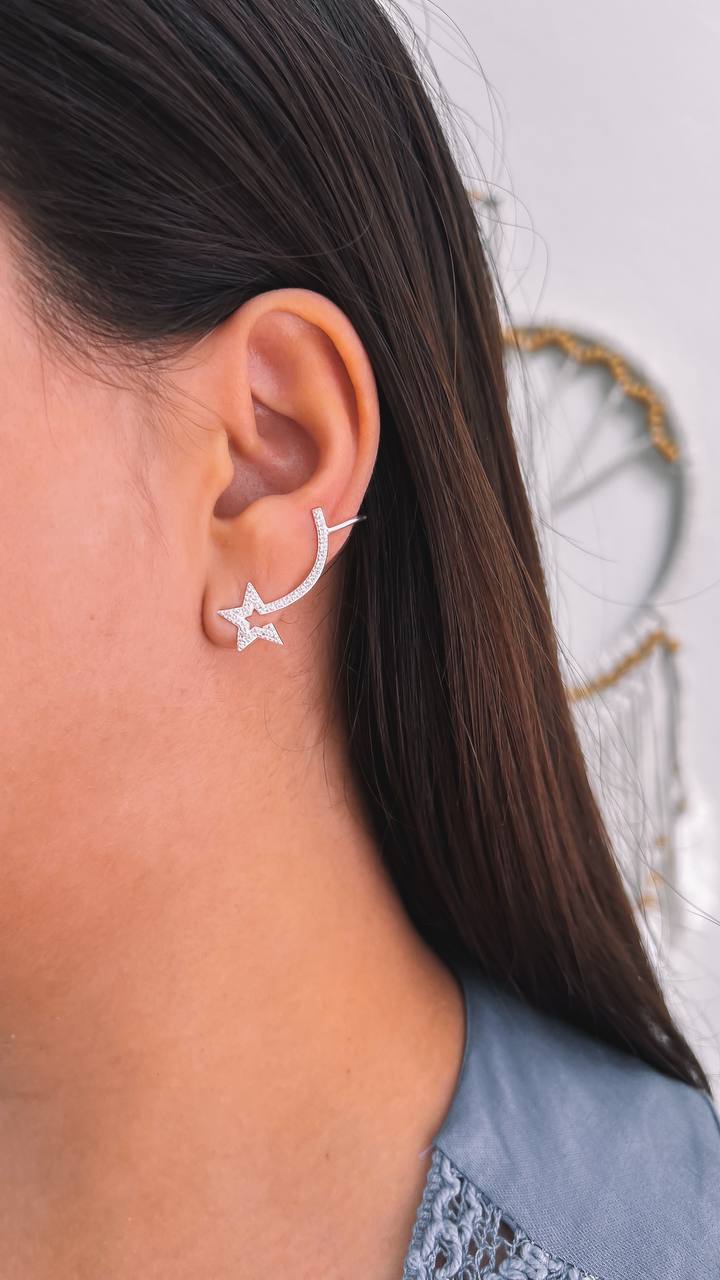 CZ Star Double Earring (Stud & Climber)