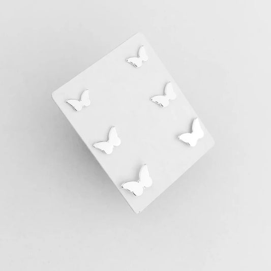 Silver Butterfly Earring Set