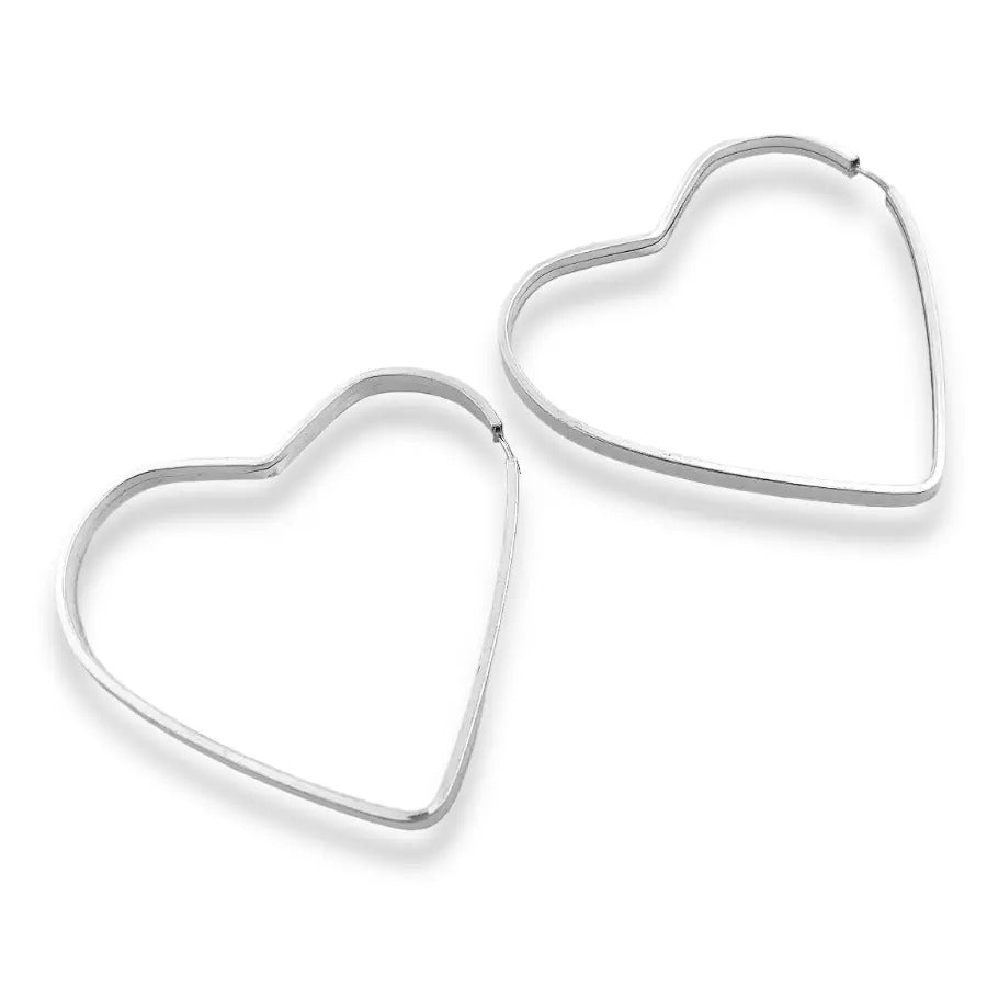 Silver Heart Hoops Earring