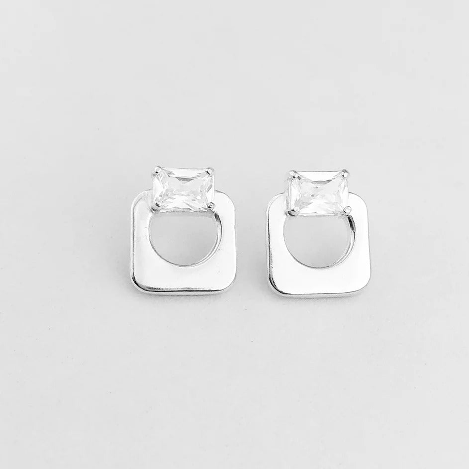 CZ Square Stud Earring