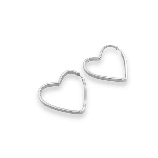 Silver Heart Hoops Earring