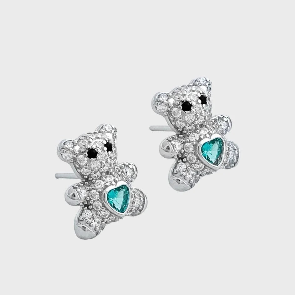 Tourmaline Teddy Bear Stud Earring