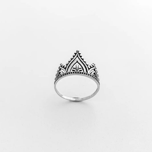 Silver Boho Crown Ring