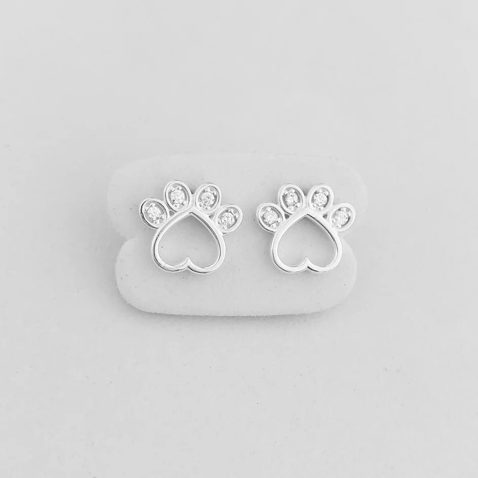 CZ Paw Stud Earring