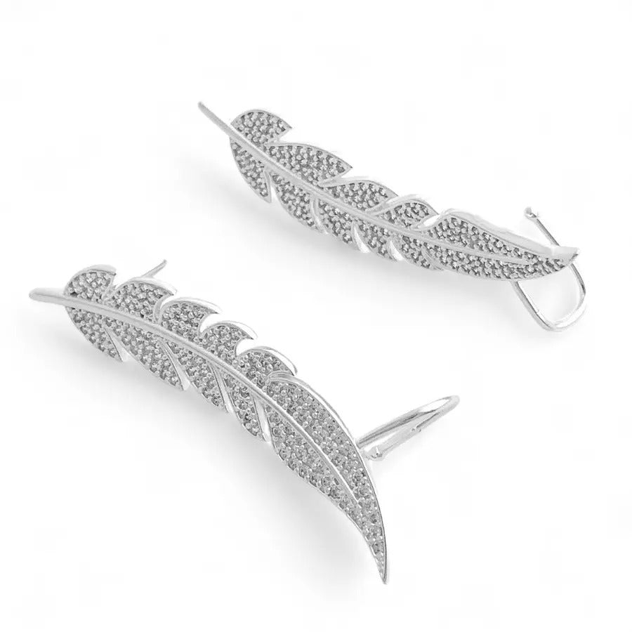 CZ Feather Earring Climbers