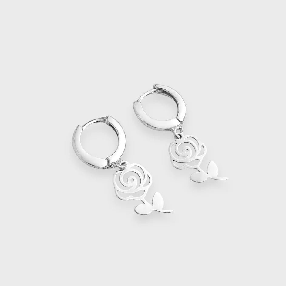 Small Rose Hoops Earring