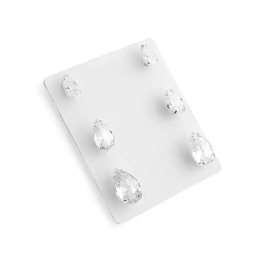 CZ Drop Stud Earring Set