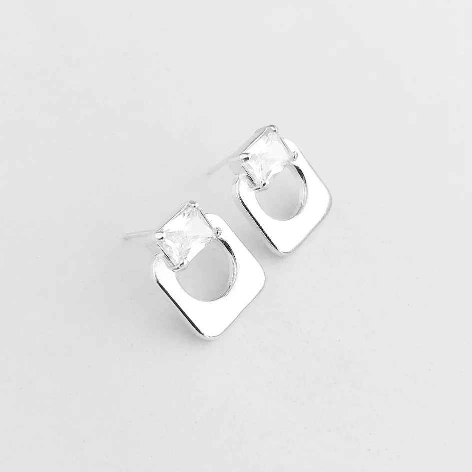 CZ Square Stud Earring