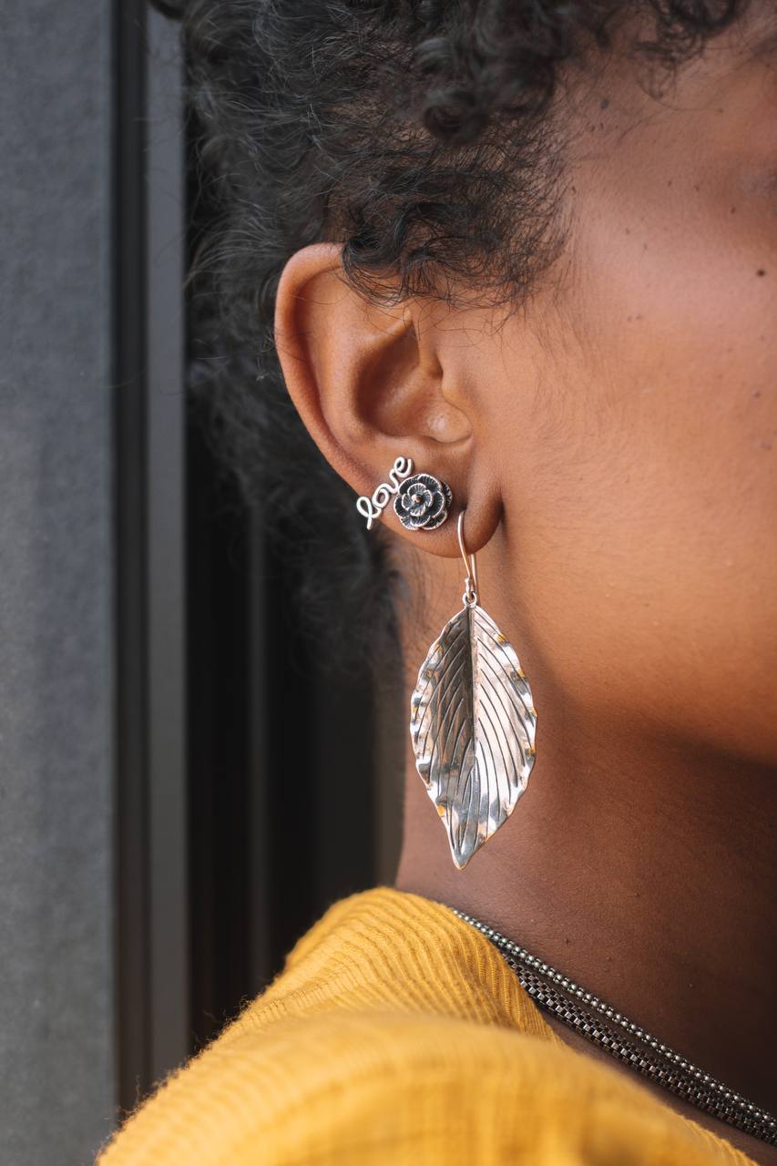 Oxidized Flower Earring