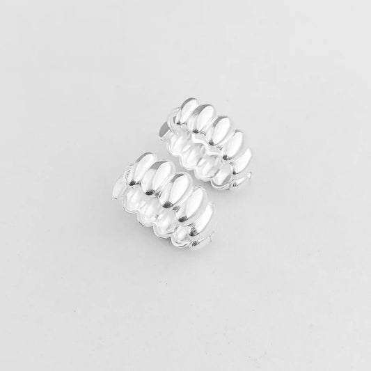 Silver Crew Helium Huggies Earrings