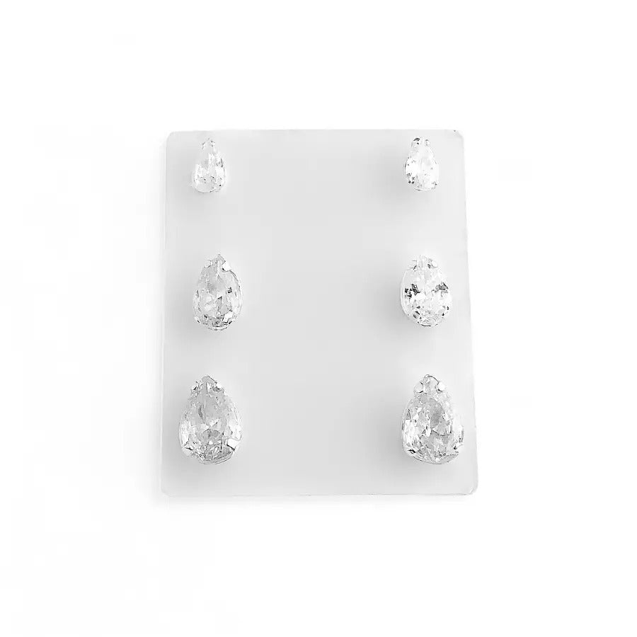 CZ Drop Stud Earring Set