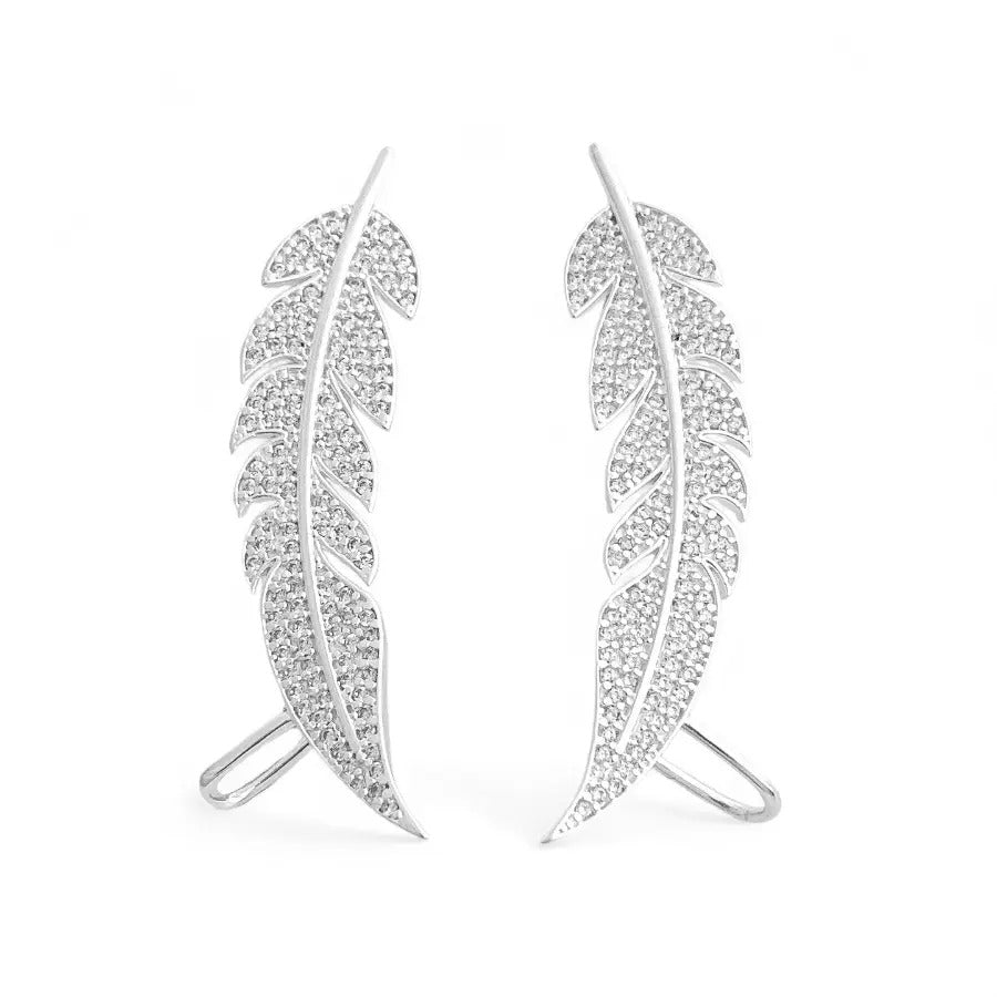 CZ Feather Earring Climbers