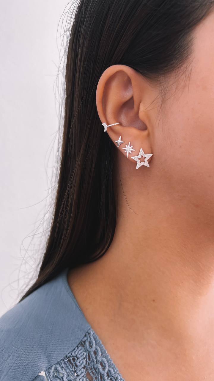 CZ Star Double Earring (Stud & Climber)