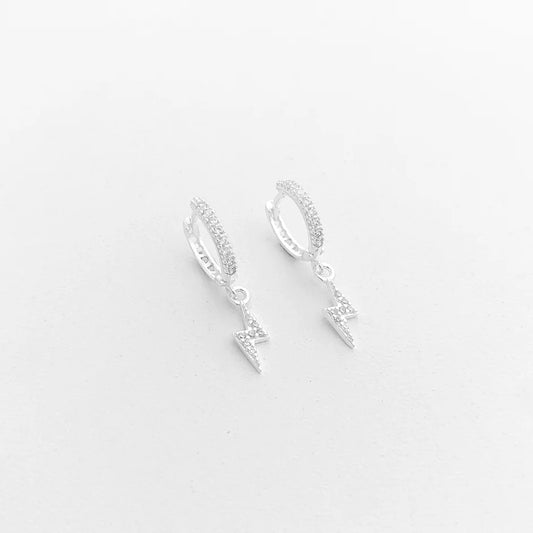 CZ Lightning Bolt Hoops Earrings