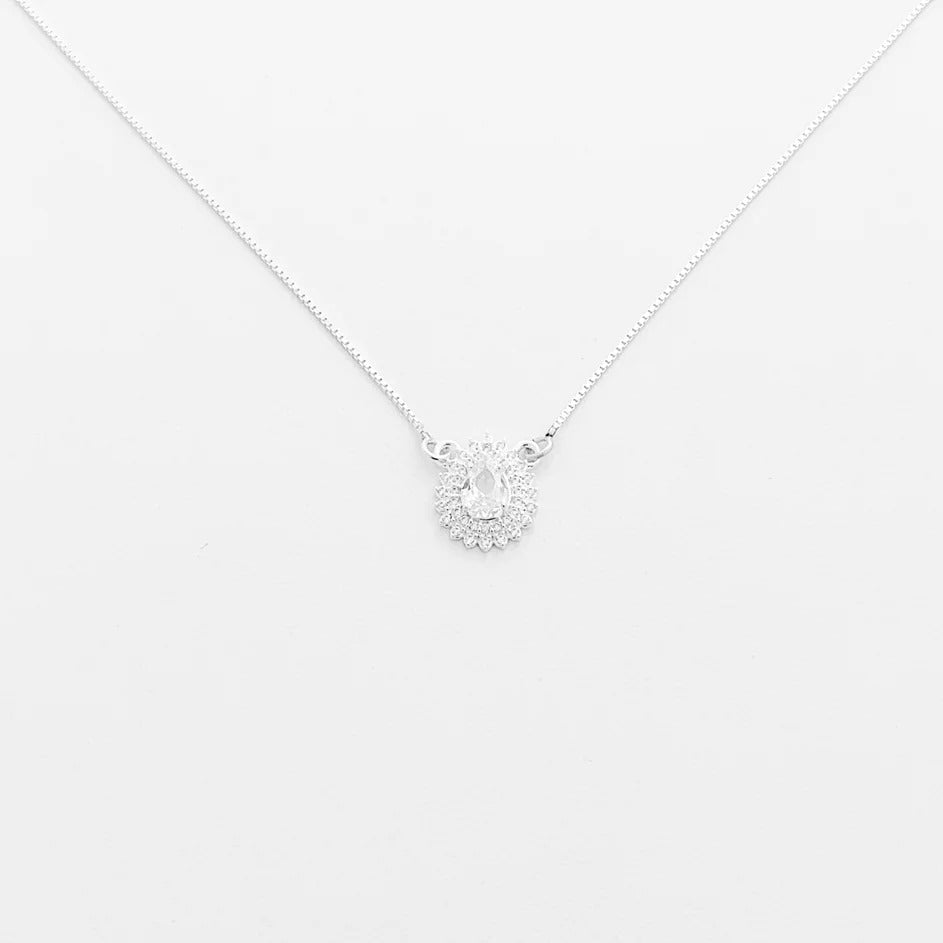 White CZ Drop Necklace