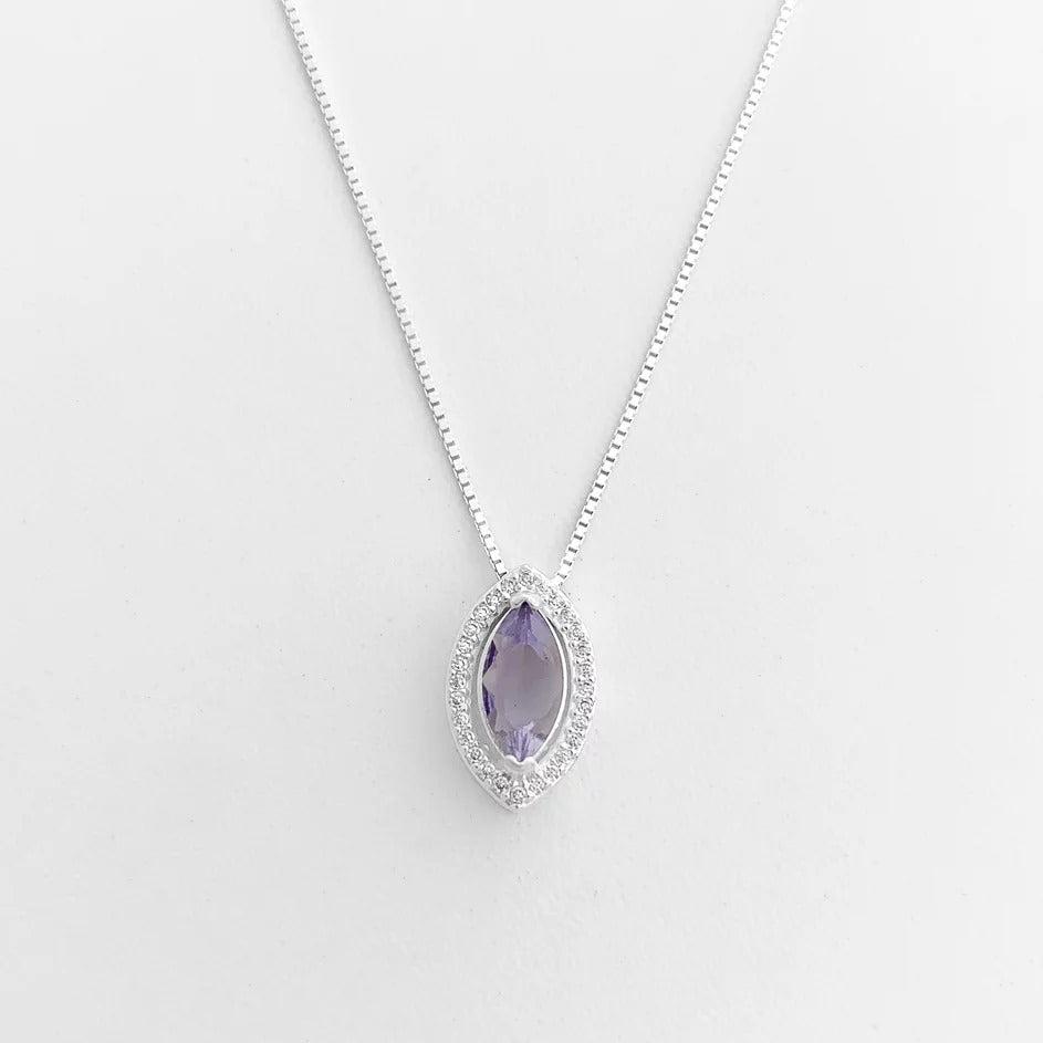 Purple Navette CZ Necklace