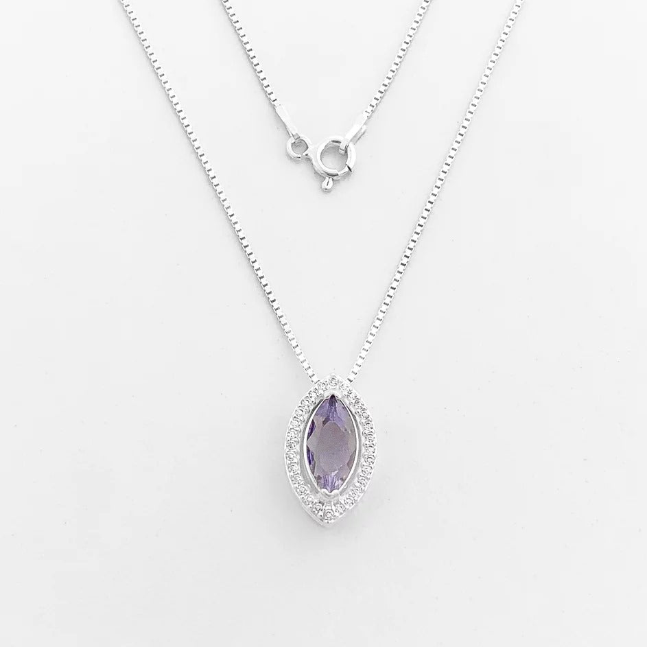 Purple Navette CZ Necklace