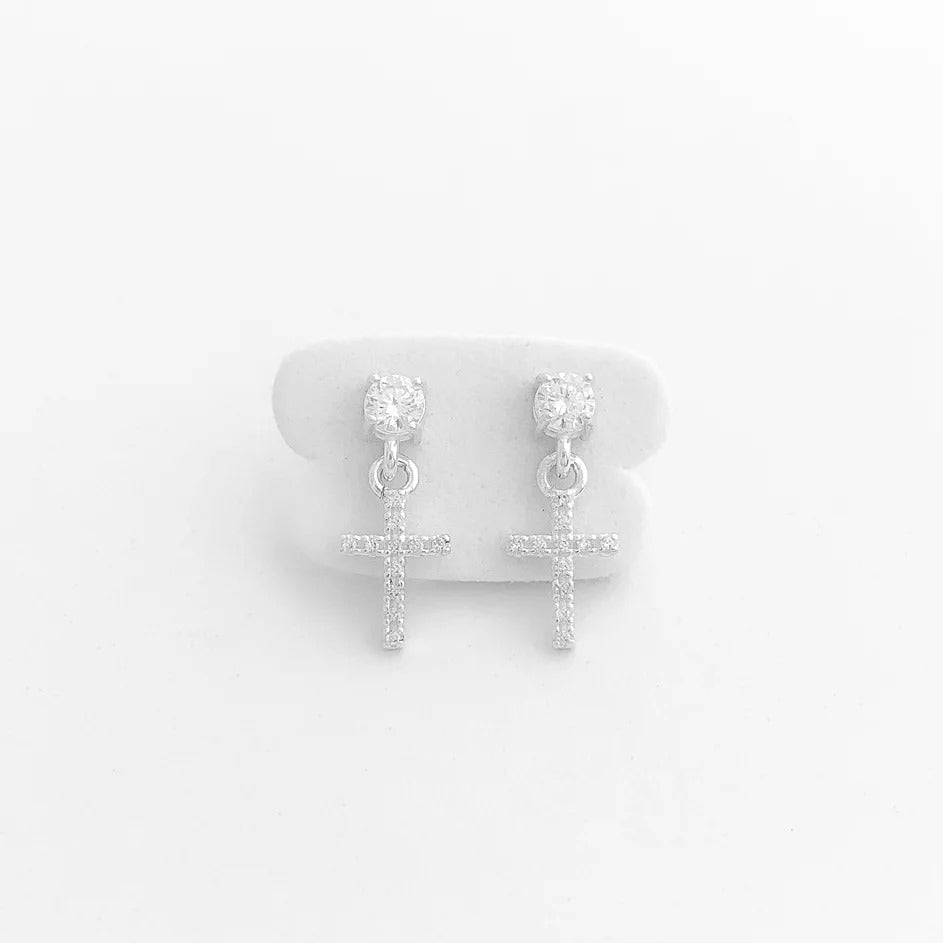 CZ Cross Dangle Earring