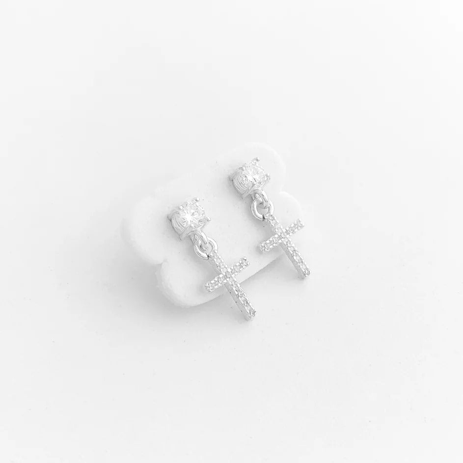 CZ Cross Dangle Earring