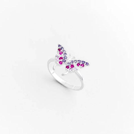 Colorful Zirconia Moth Ring