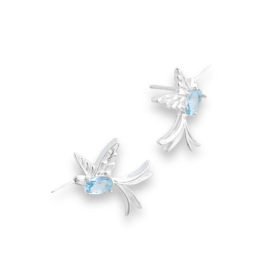 Blue Hummingbird Stud Earring