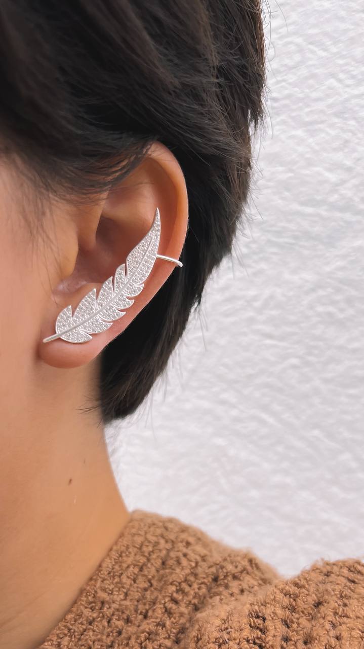 CZ Feather Earring Climbers