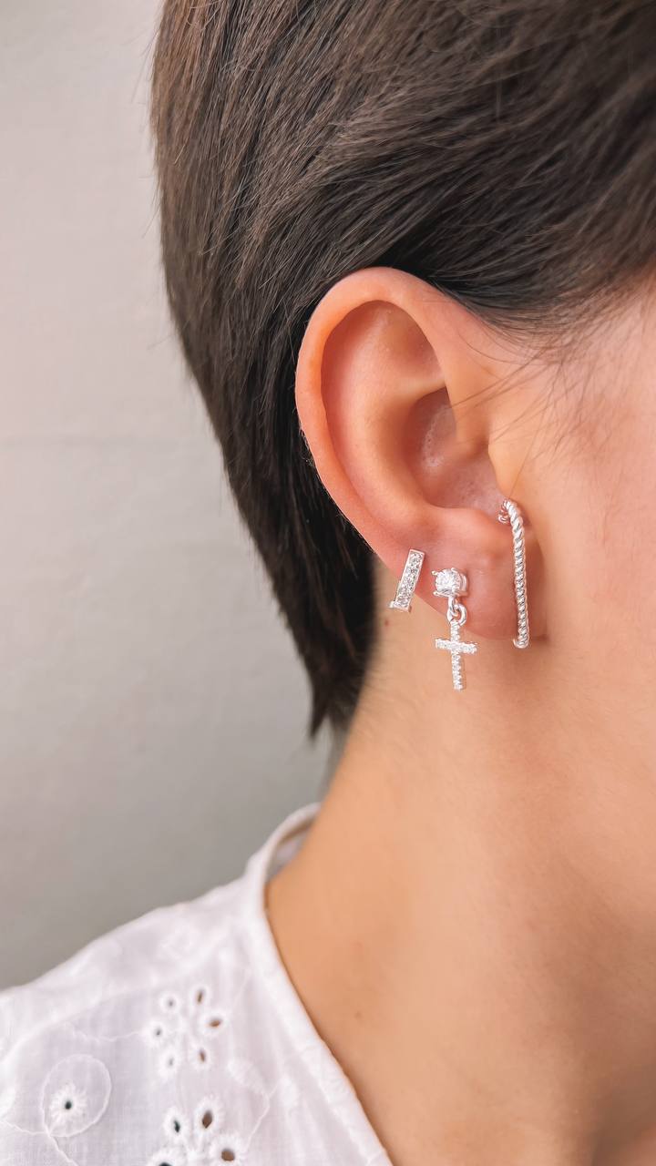 CZ Cross Dangle Earring