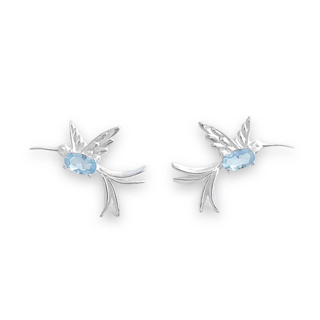 Blue Hummingbird Stud Earring