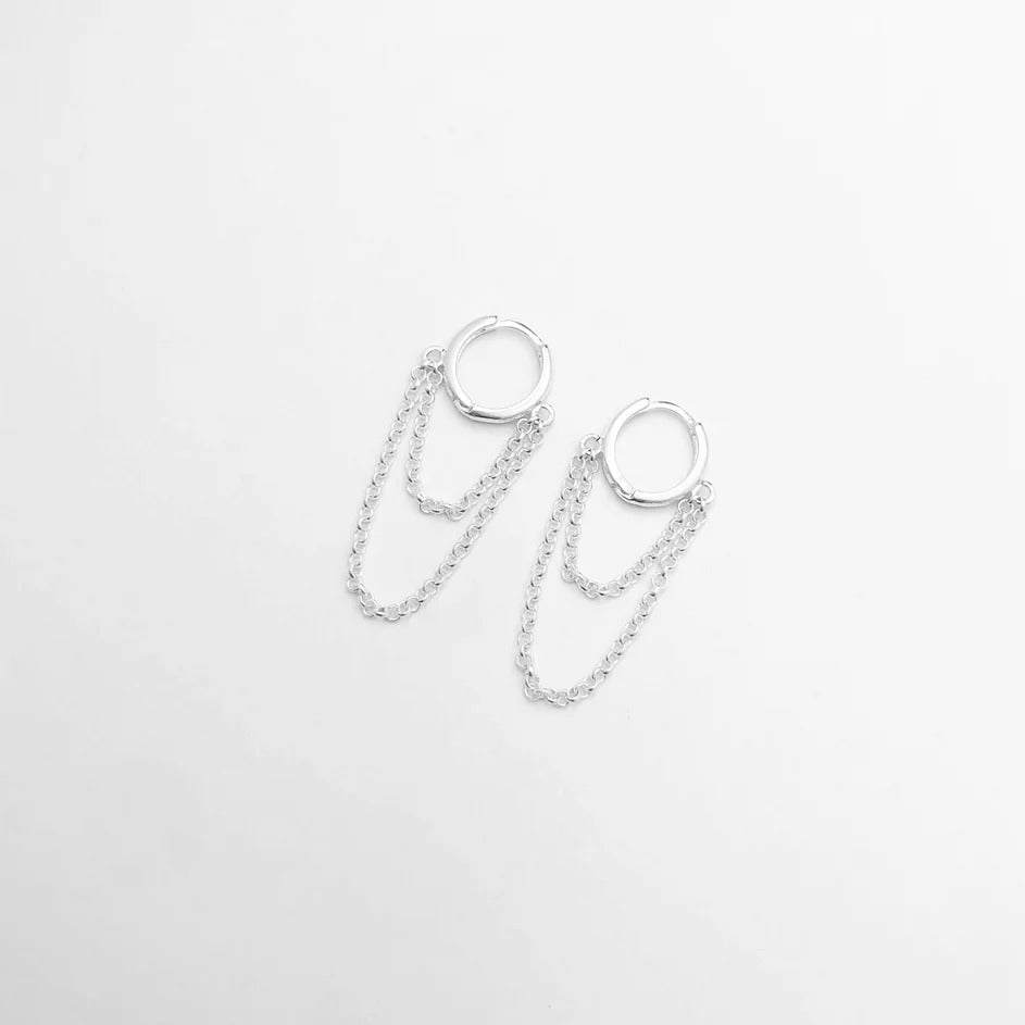 Chain Drop Huggie Earrings