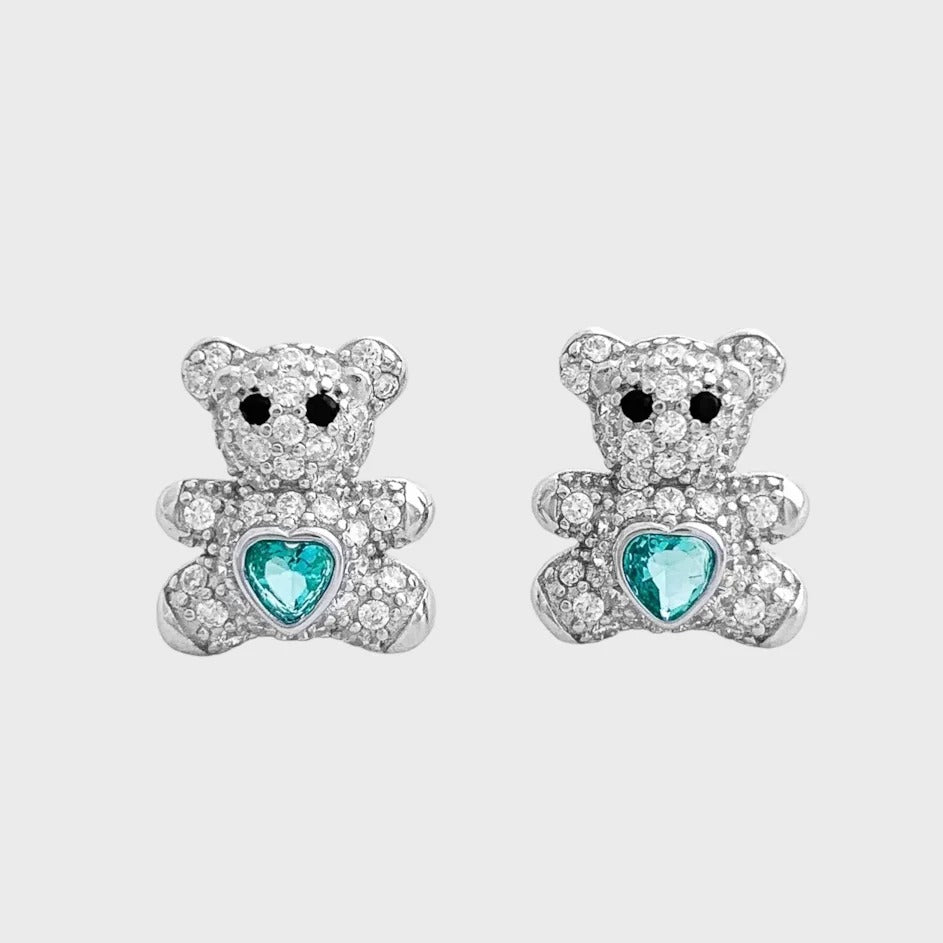 Tourmaline Teddy Bear Stud Earring