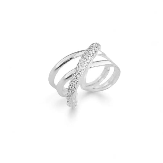 Adjustable CZ Criss Cross Ring