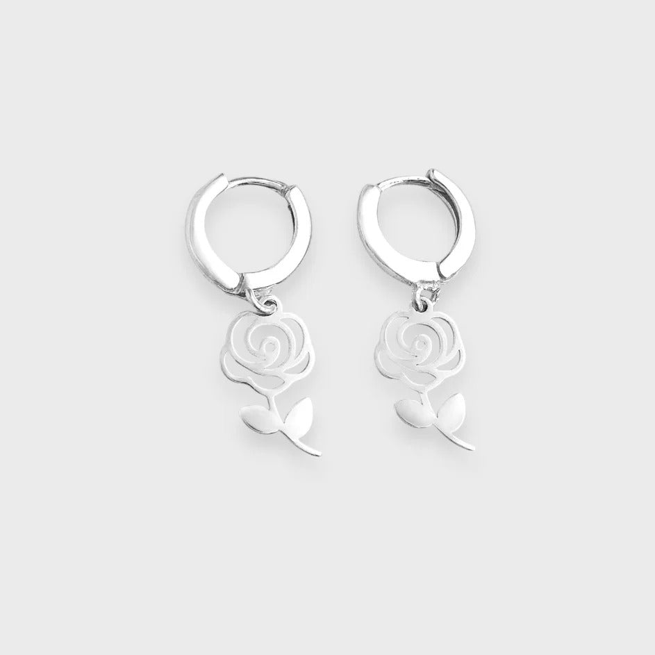 Small Rose Hoops Earring