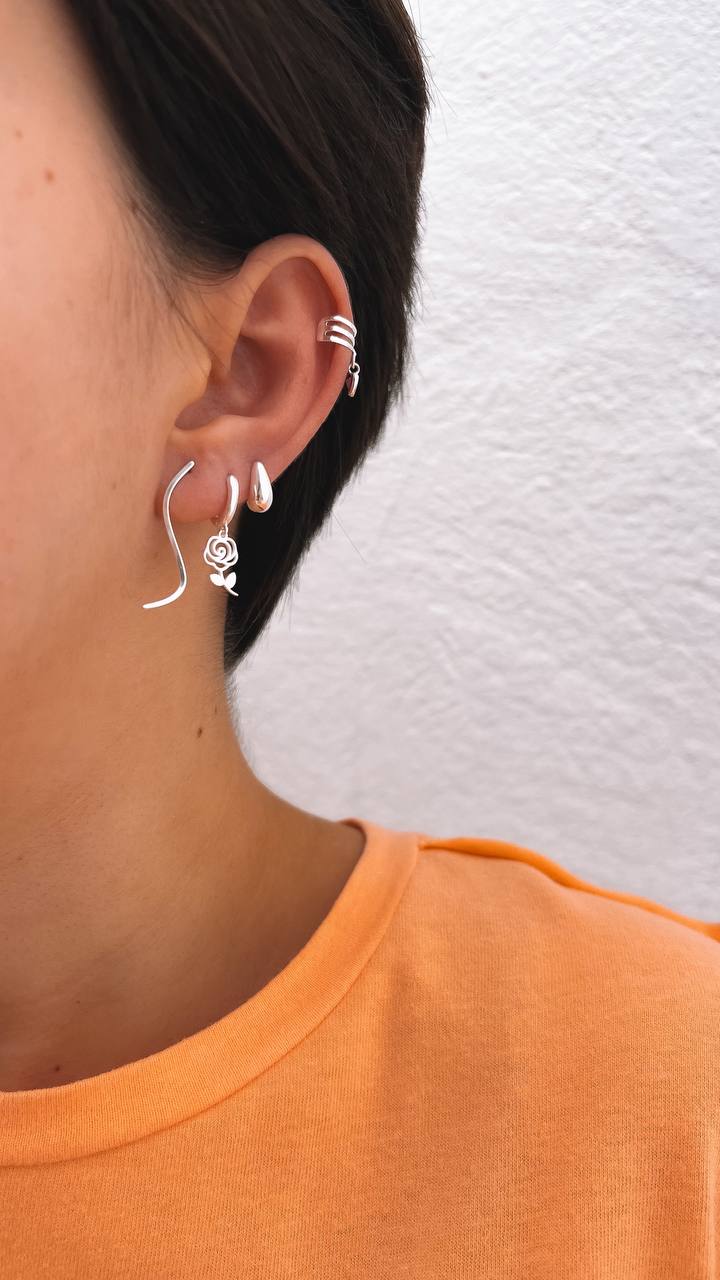 Small Rose Hoops Earring