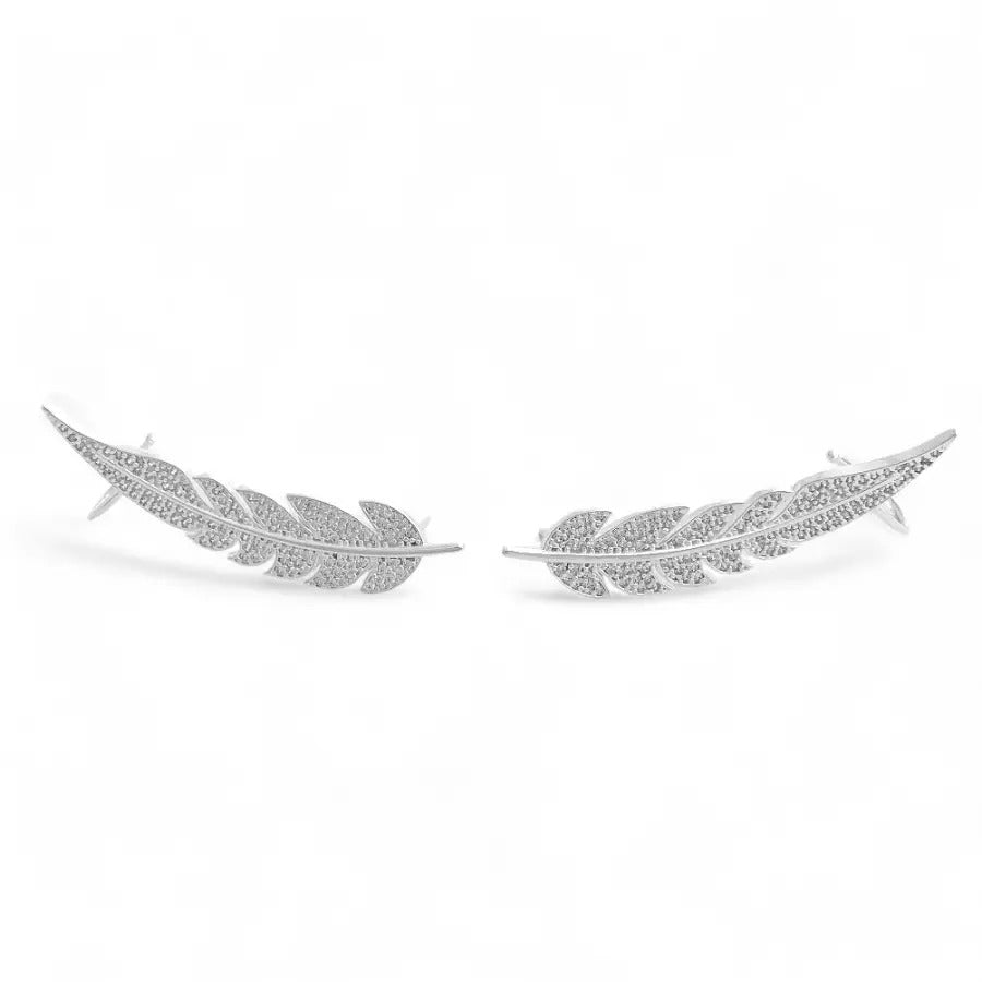 CZ Feather Earring Climbers