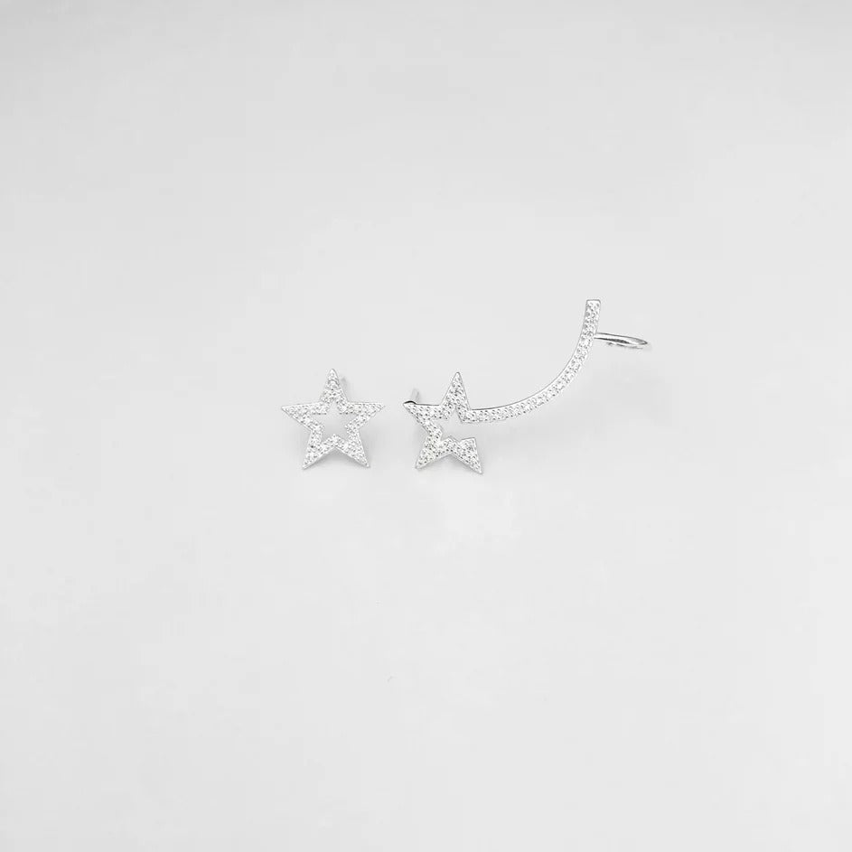 CZ Star Double Earring (Stud & Climber)