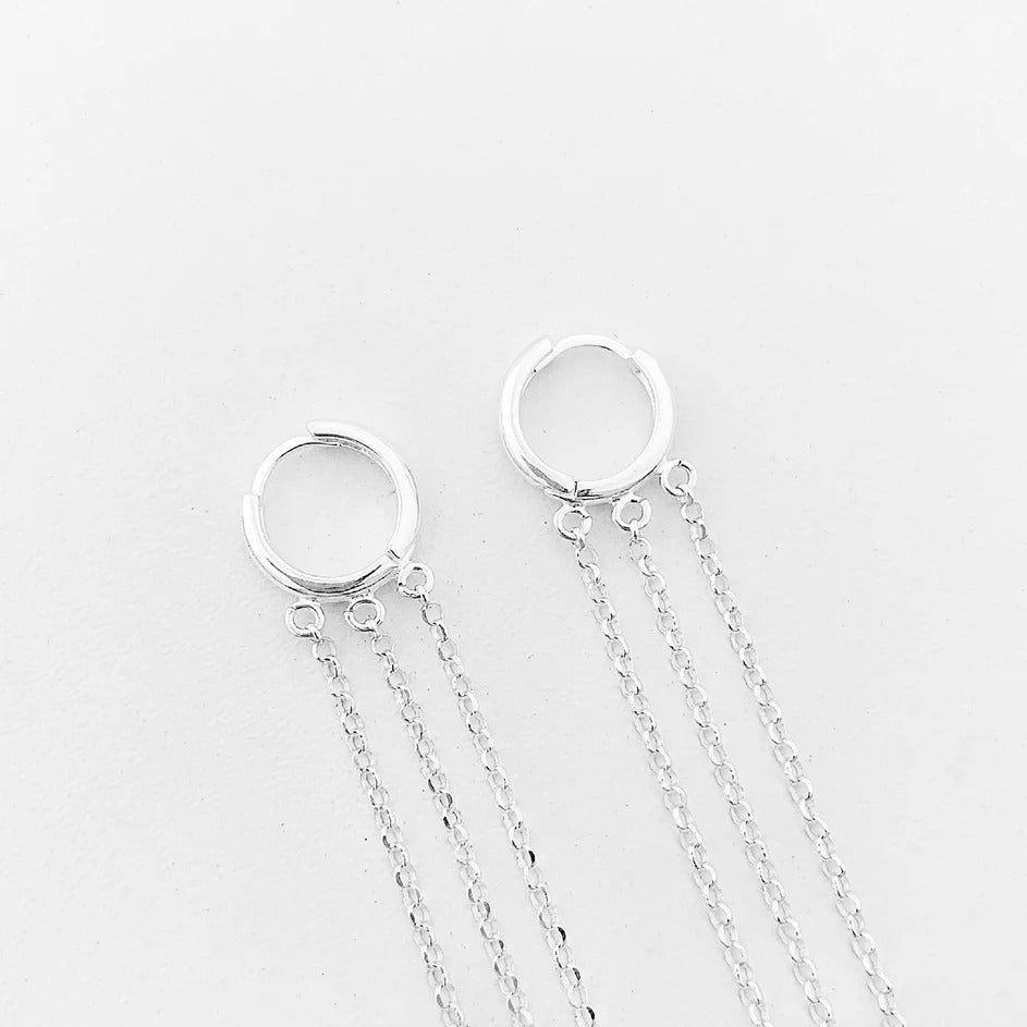 Triple Chain Drop Huggie Hoops